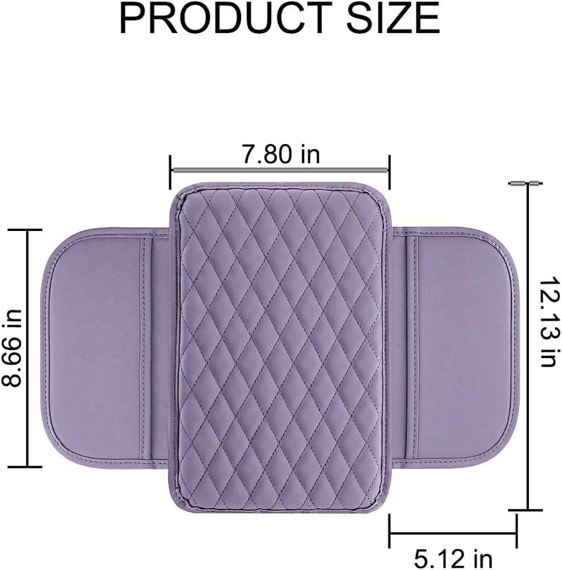 Mandark Car Center Console Cover, Microfiber Leather Vehicle Armrest Protector Cushion with 2 Storage Bags, Auto Interior Arm Rest Seat Box Pad Accessories, Universal for SUV, Sedan, Truck (Purple) - Image 2